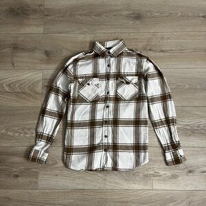 RSQ Brown and White Plaid Shirt